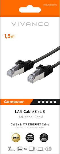 Vivanco U/UTP Cat.8 (40Gbps) Καλώδιο Δικτύου Ethernet 1.5m Μαύρο