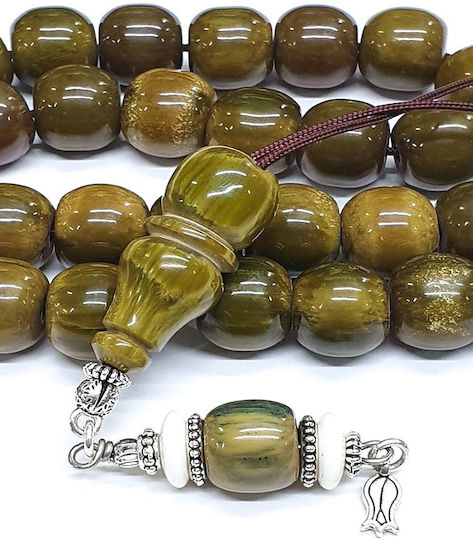 Roloi Komboloi Mastic Worry Beads with 33 Beads Green 36cm