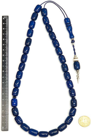 Roloi Komboloi Resin Worry Beads with 33 Beads Blue 45cm