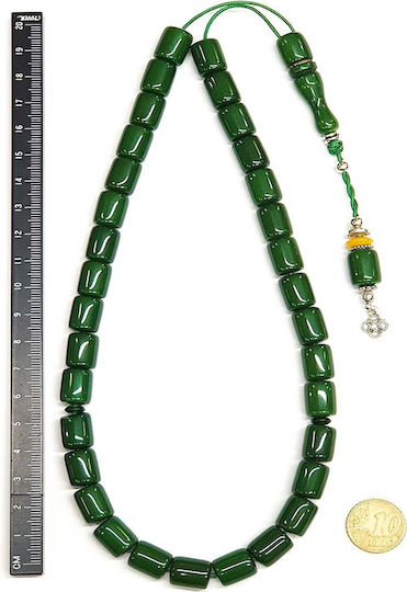 Roloi Komboloi Resin Worry Beads with 33 Beads Green 39cm