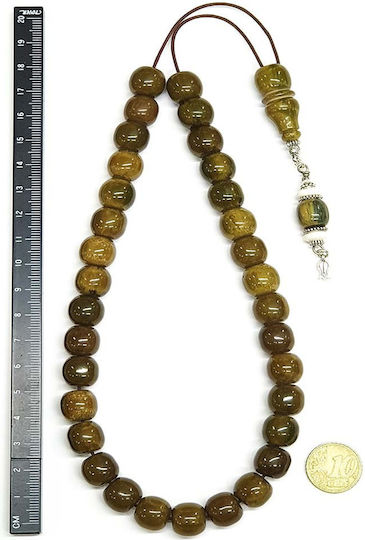 Roloi Komboloi Mastic Worry Beads with 33 Beads Green 36cm