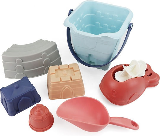 Set 7 Sand Toys Castle Bucket Sand Molds Accessories Woopie Pastel