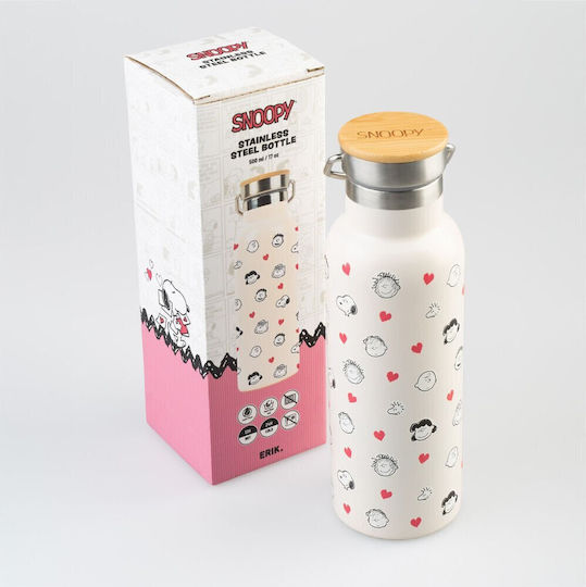 Grupo Erik Snoopy Stainless Steel Thermos Bottle 500ml Snoopy Love Season With Handle