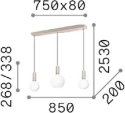 Ideal Lux Sp3 Κρεμαστό Φωτιστικό Λευκό LED Ράγα