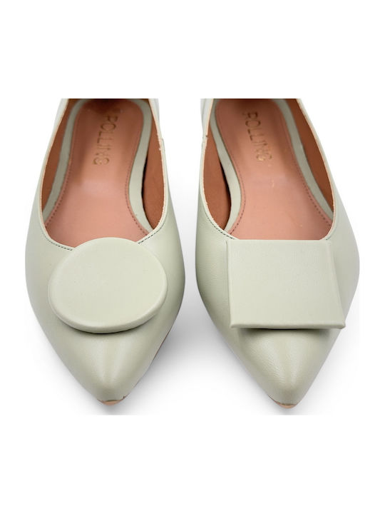 Ladystar Damen Ballerinas Grüne Leder