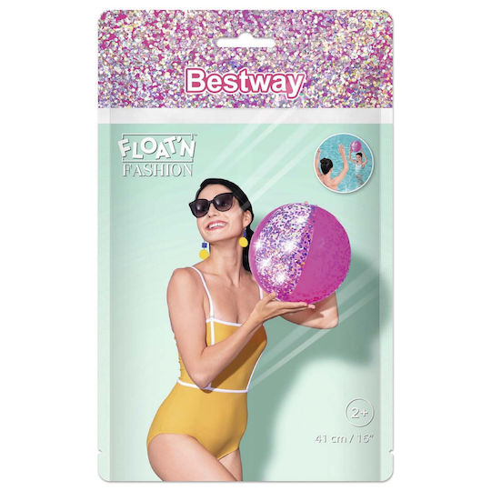 Bestway Minge Gonflabilă De Plajă 41 Cm Roz Sclipici