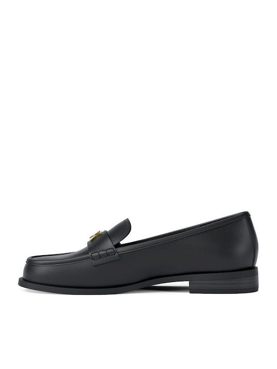 Leather Women's Loafers in Black Color