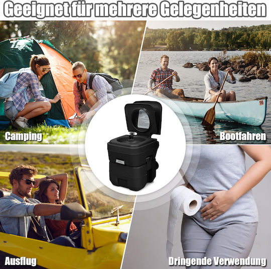 Costway Portable Camping Toilet 20L + 12L with Removable Waste Tank