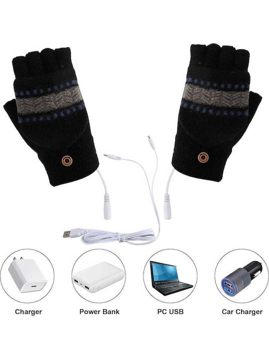 Unisex Knitted Touch Fingerless Gloves Gray Heated Unisex Knitted Touch Fingerless Gloves Gray Heated