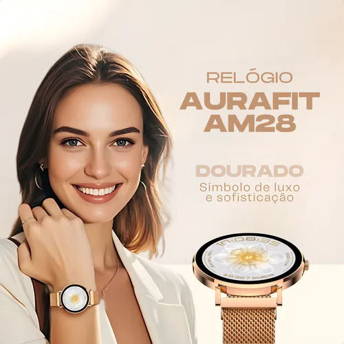 Aurafit Ella 3 42mm Smartwatch με Παλμογράφο (Χρυσό)