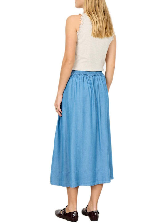 Soya Concept Denim Hochtailliert Midi Rock Blau