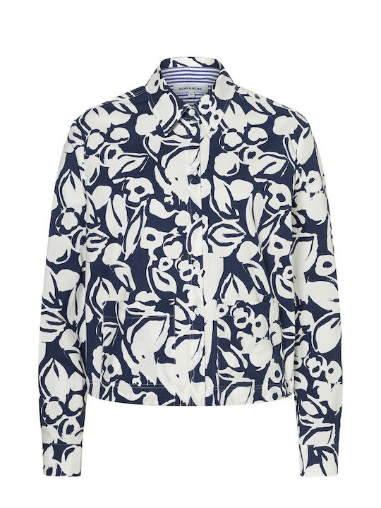 Langärmelig Damen Hemd Blue Blumen