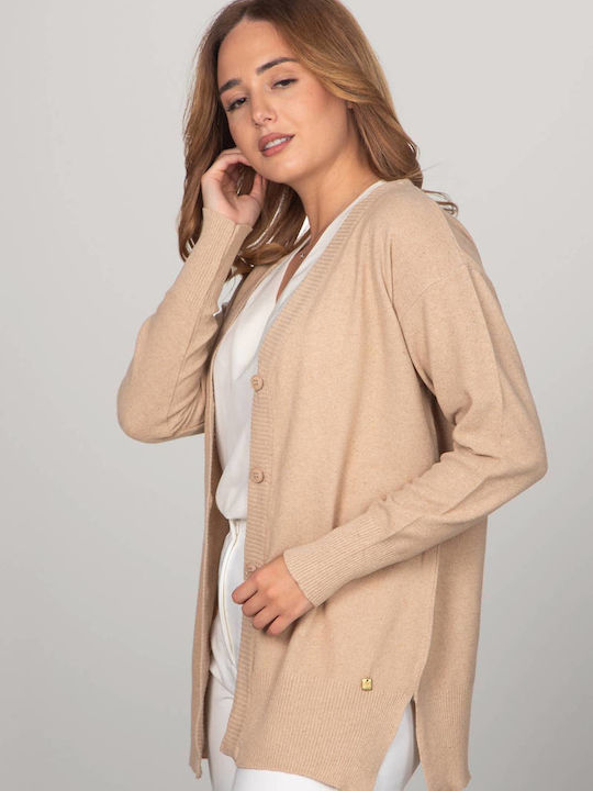 Women's Cardigan with Buttons Beige