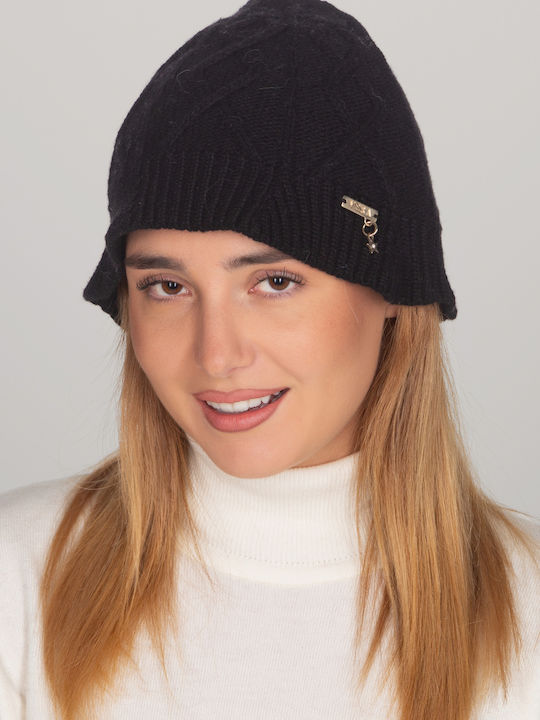 Beanie Γυναικείος Σκούφος Πλεκτός σε Μαύρο χρώμα