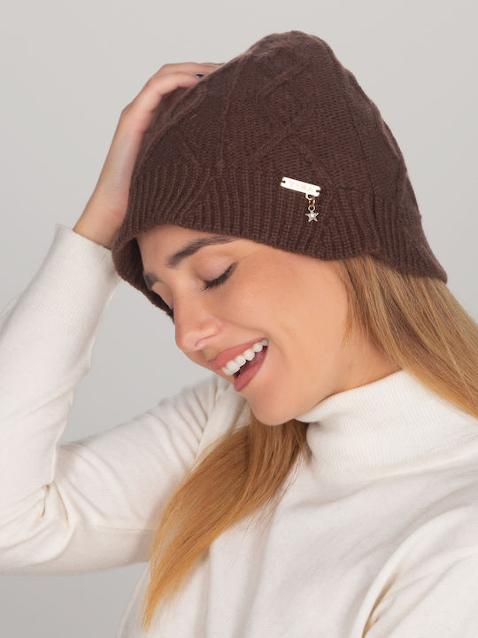 Beanie Γυναικείος Σκούφος Πλεκτός σε Καφέ χρώμα