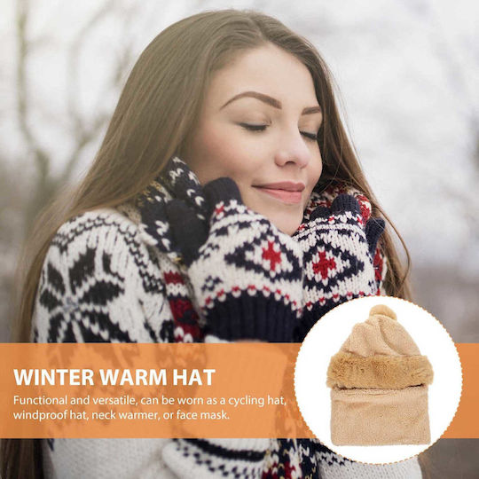 Winter Beanie Frauen Fleece Beanie Gestrickt in Braun Farbe