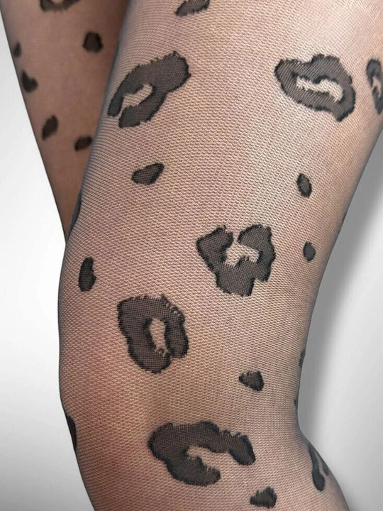 Elastic Women's Pantyhose Net 20 Den Black with Print