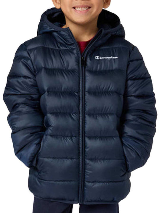 Kids Casual Short Hooded Jacket Blue