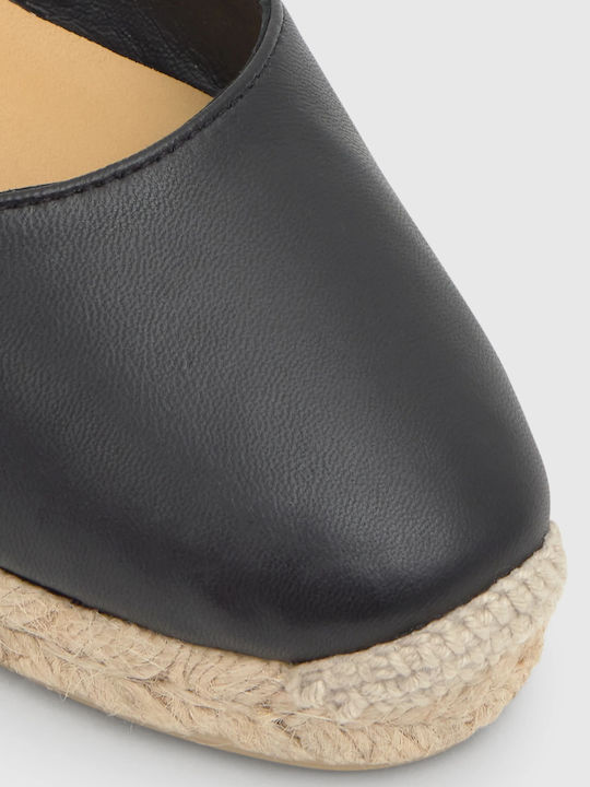 Carina 6 Women's Leather Platform Espadrilles Black