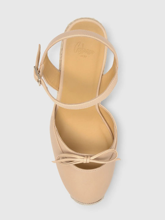 Women's Leather Platform Espadrilles Pink