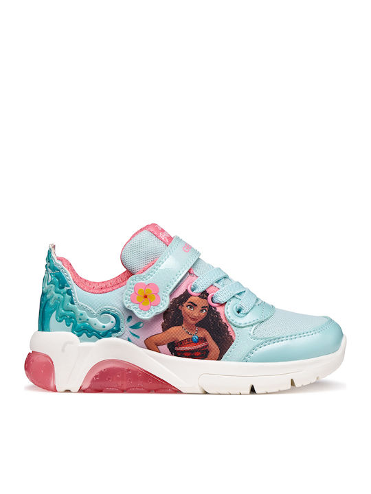 Kids Anatomic Sneakers with Hoop & Loop Closure and Lights Turquoise
