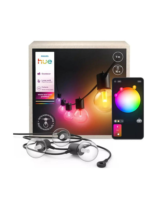 Philips Hue Festavia Waterproof Smart Garland Lights LED IP65 7m with 10 Lamps