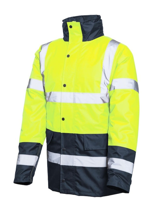 Active Gear Μπουφάν Εργασίας Ανακλαστικό Θερμαινόμενο Softshell Ψύχους με Κουκούλα Κίτρινο