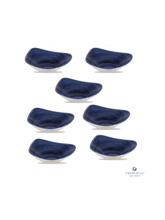 Churchill 1795 Stonecast Patina Serving Bowl Round Porcelain Blue with Diameter 23.5cm 7 Pieces