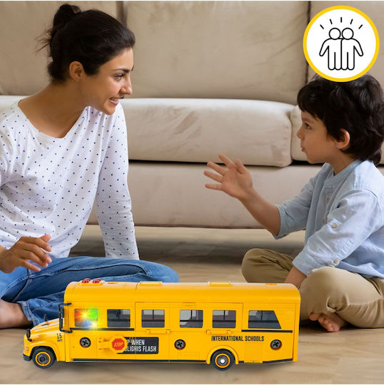 Interactive Bus Composed 48 Assembleable Pieces Sound Light Effects Doors Windows That Open Screwdriver Included 36.7 X 12 X 8.8 Cm School Bus