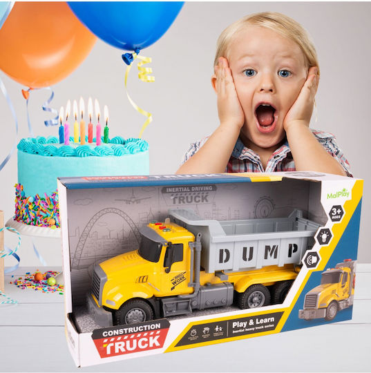 Interactive Dump Truck Children Realistic Design Movable Wheels Sound Light Effects Size 30 X 12.7 X 8.8 Cm