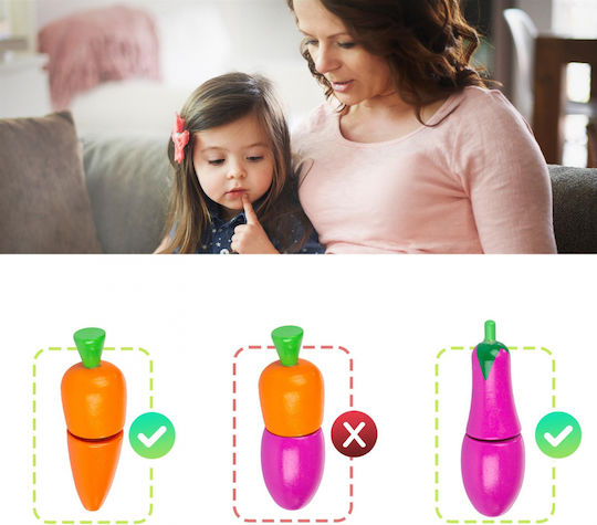 Kinderplay Joc cu fructe și legume din lemn 14buc