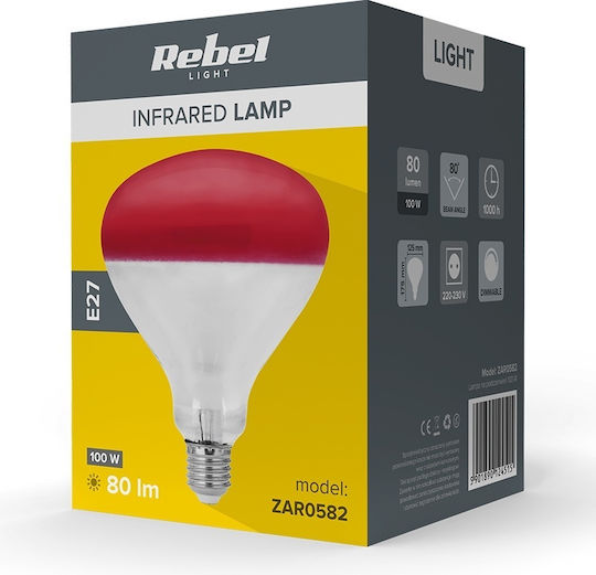Rebel Λάμπα Υπερύθρων 100W για Ντουί E27