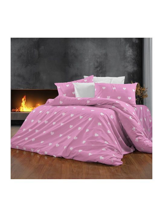 Dimcol Σετ Σεντόνια Υπέρδιπλα 220x240εκ. 608 Pink (4τμχ)
