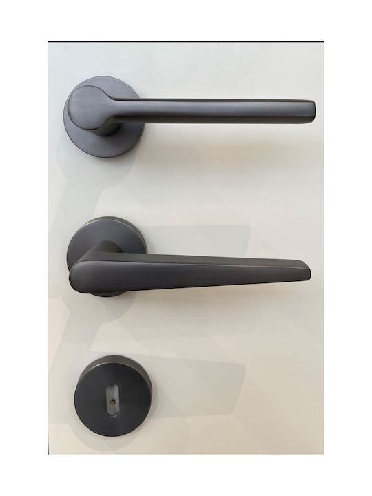 Middle Door Handle Rosette Pair Gray