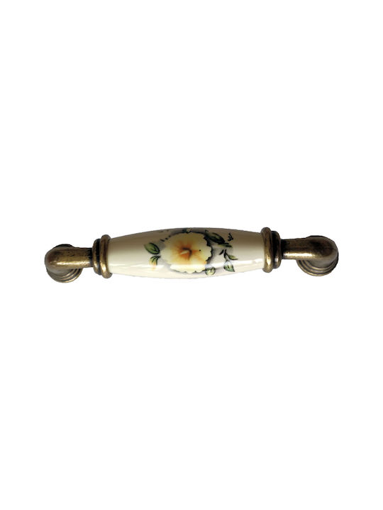 TMC Antik Handgriff Möbelgriff aus Porzellan in Bronze Farbe Ø96mm (Zentrenabstand 96mm) 2020-40-96-129 1Stück