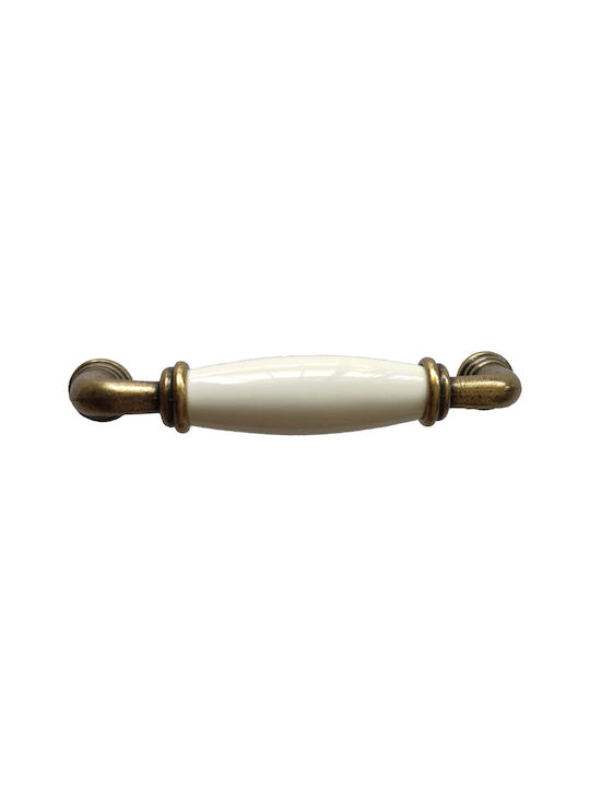 TMC Antik Handgriff Möbelgriff aus Porzellan in Bronze Farbe mit Zentrenabstand 128mm 2020-40-128-000 1Stück