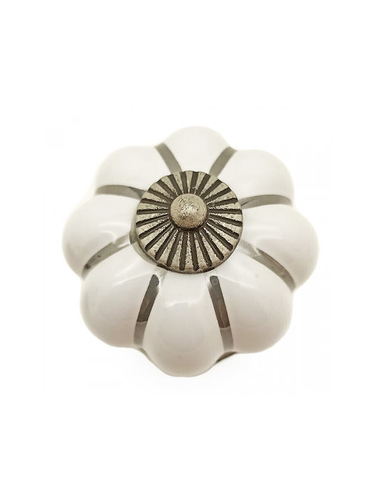 TMC Knob Furniture made of Porcelain in White Color S-105LRAS 1pcs