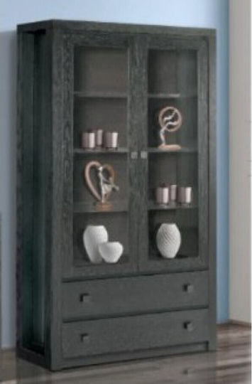 Подова Витрина за хол от ПДЧ в Кестен със Стъкло 90x40x188cm