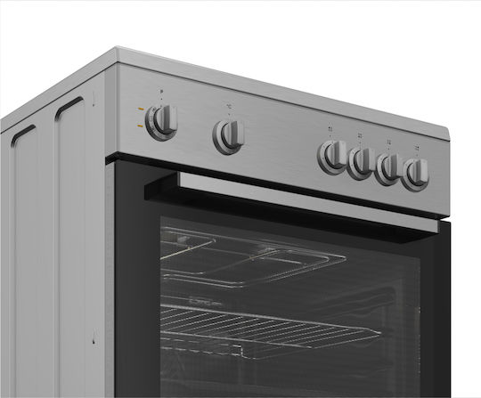 Indesit Κουζίνα 66lt με Κεραμικές Εστίες Π60εκ. Inox