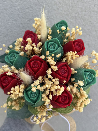 Buchet Aromatic Flori Lumânare Soia Lalele Roșii-Verzi 12x14cm Buchet Aromatic Flori Lumânare Soia Lalele Roșii-Verzi 12x14cm