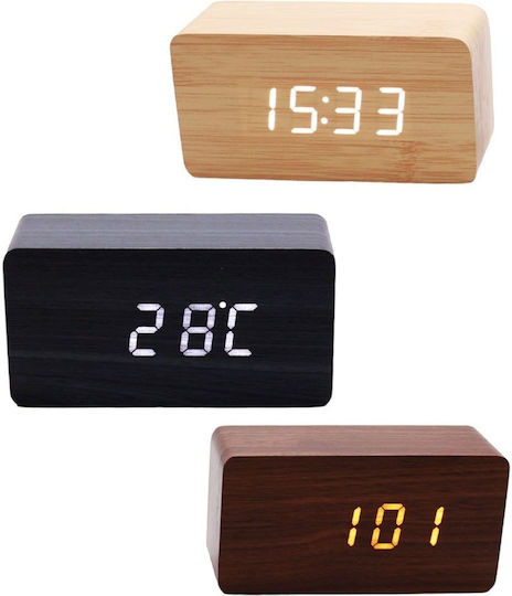 Uncle George Tabletop Digital Clock LED Wooden with Alarm Clock 01 06 04 0002 BLK Various Colors
