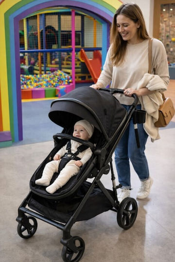 ForAll Fun Baby Star Adjustable 3 in 1 Baby Stroller Suitable for Newborn Black