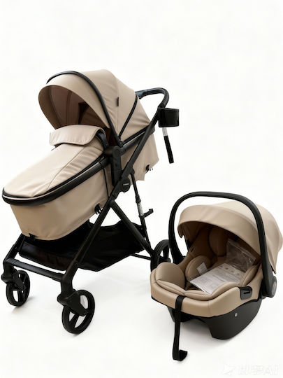 ForAll Fun Baby Star Verstellbar 3 in 1 Baby Kinderwagen Geeignet für Neugeborene Beige