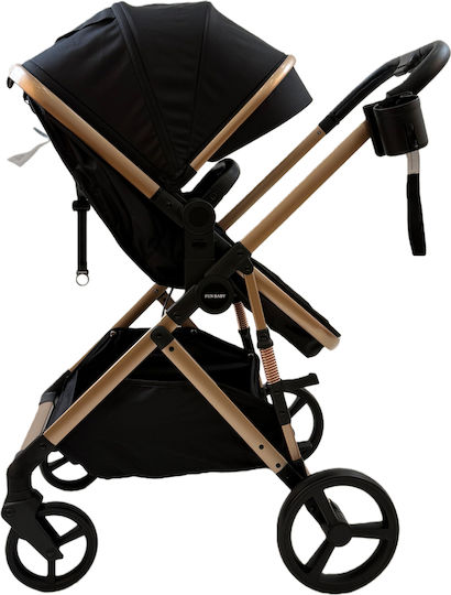 ForAll Fun Baby Star Adjustable 3 in 1 Baby Stroller Suitable for Newborn Black Gold
