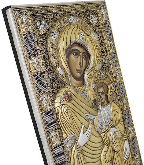 Holy Mary Portaïtissa Silver Gilded Icon 40x30 Cm