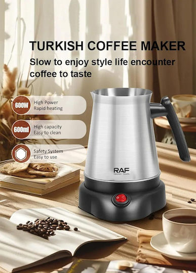 Raf Hoomei Ηλεκτρικό Μπρίκι 600W με Χωρητικότητα 600ml Λευκό