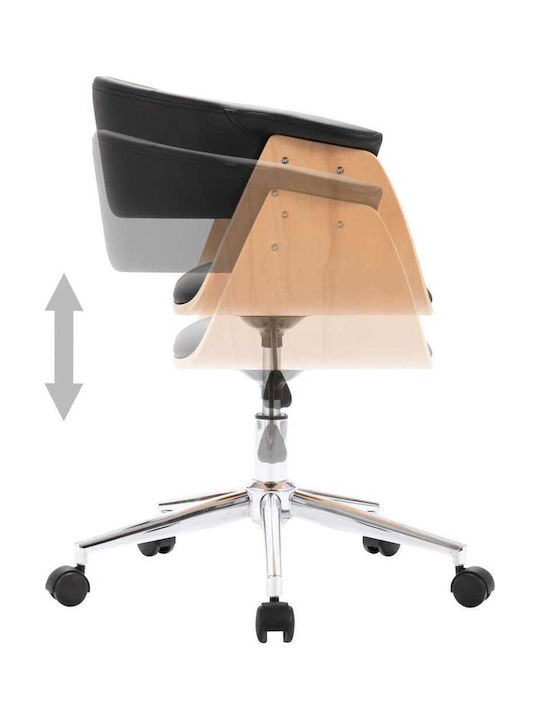 Rotating Armchair Visitor with Wheels in Black Color 59.5x58x66cm 2pcs