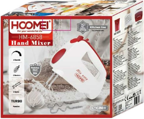 Hoomei HM-6858 Mixer Handmixer 250W Weiß