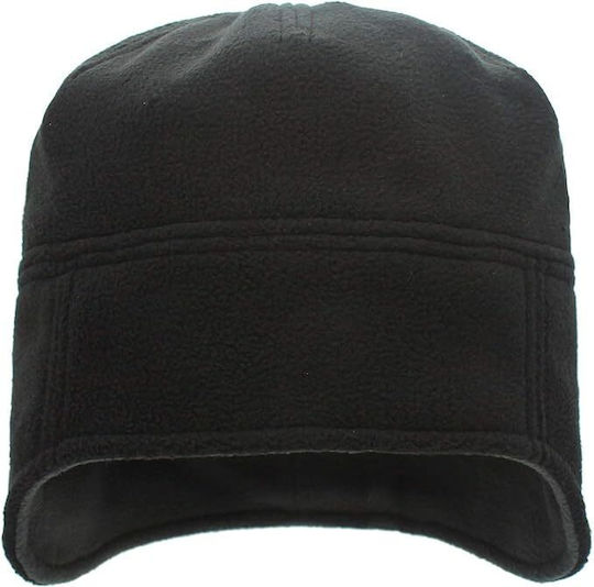 Σκουφάκι Διπλής Επένδυσης Αντιανεμικό Beanie Unisex Fleece Σκούφος Πλεκτός σε Μαύρο χρώμα