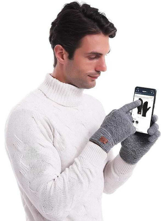 Unisex Knitted Touch Gloves Gray Screen